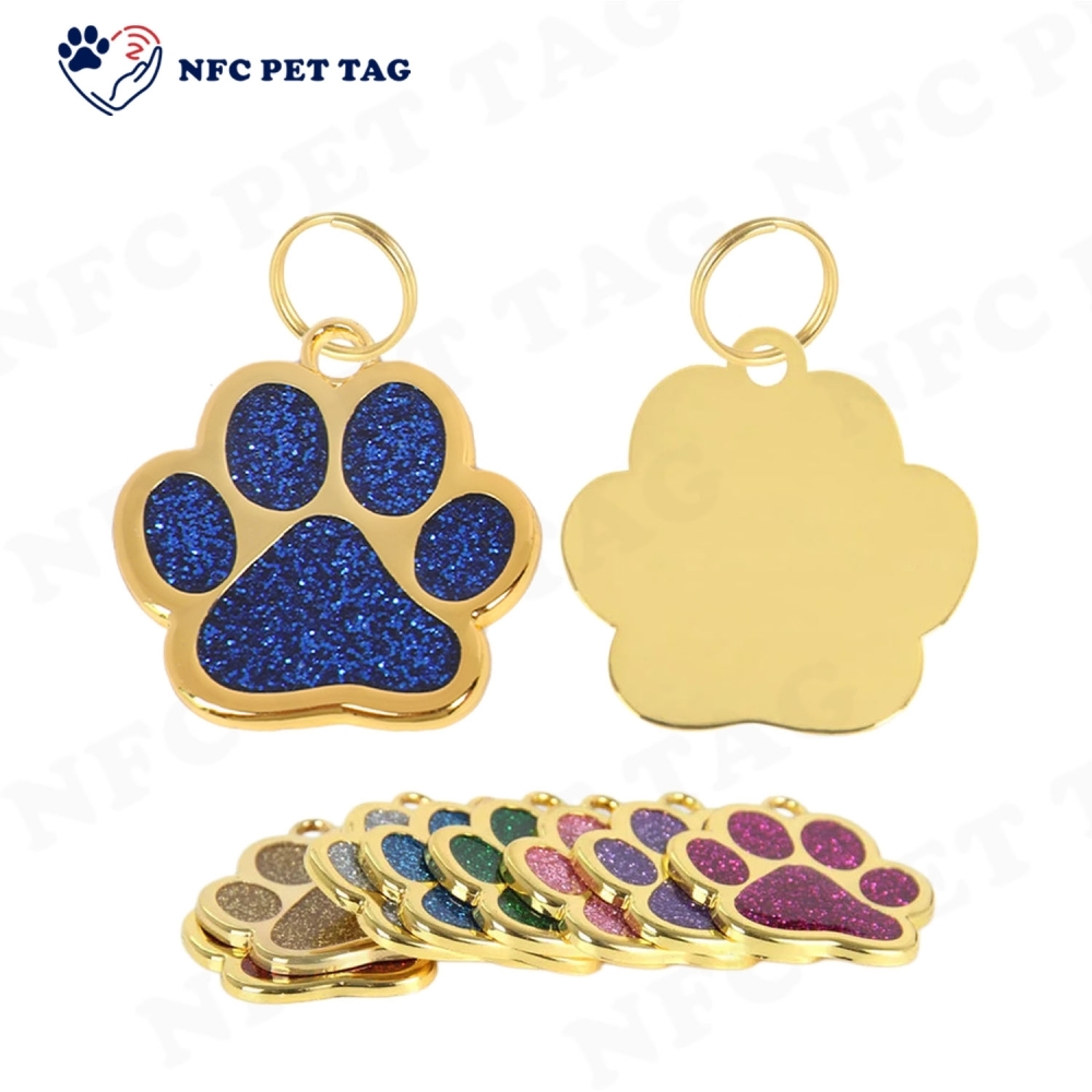 Paw Shape Colorful Metal Pet ID Tag Custom Dog Name Tag