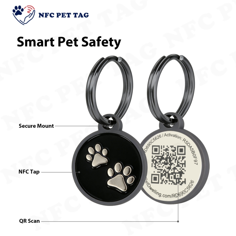 NFC Dual-Function Metal Pet Tag Silen Corrosion Resistant for Long-Lasting Use Pet Tag