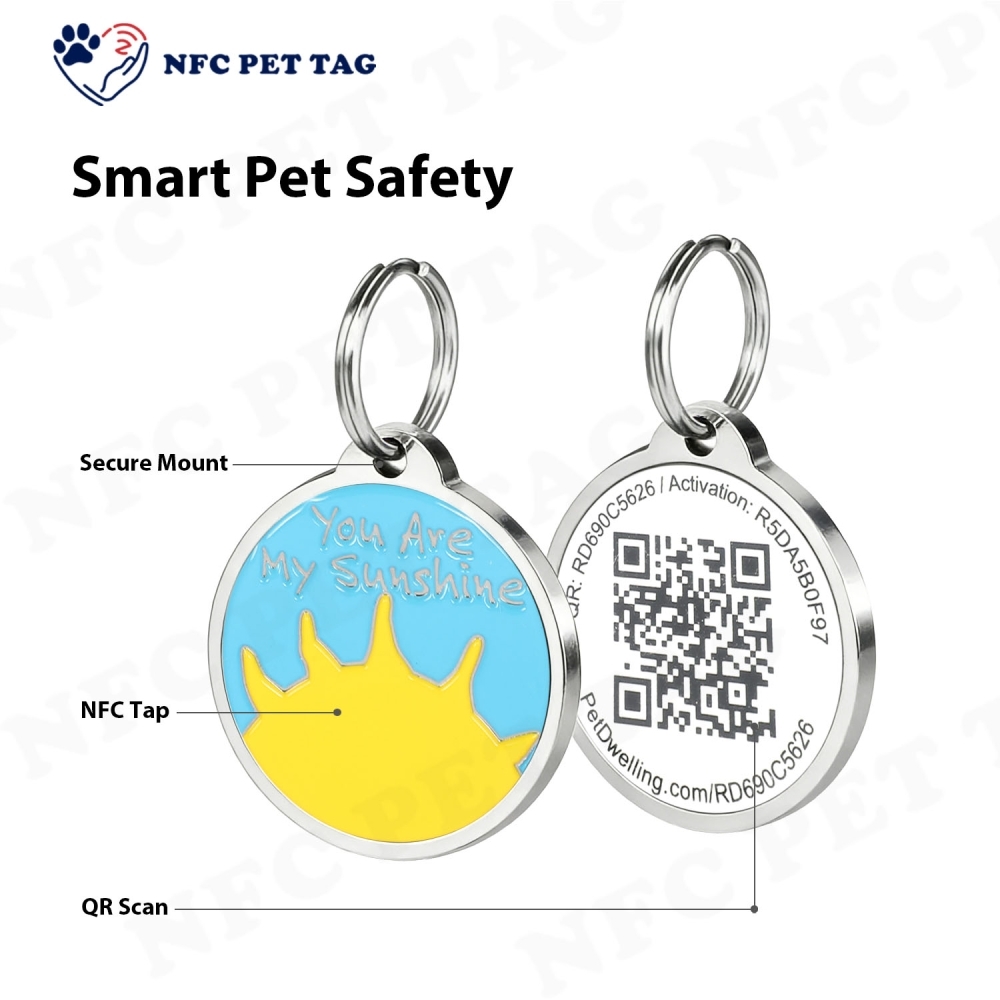 Corrosion Resistant Durable Metal Pet ID Tag QR Code Dog Collar Tag