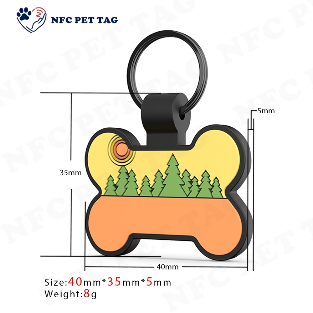 Customized Free APP Silicone NTAG213 NFC Silicone Pet ID Tag