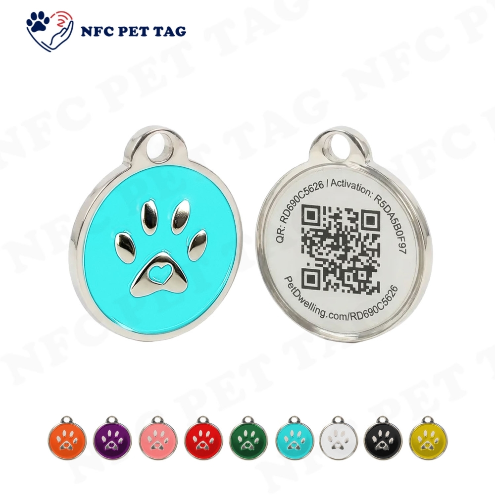 Durable PVC-Core Metal Epoxy Pet Tag Programmable NFC for Dog Collars