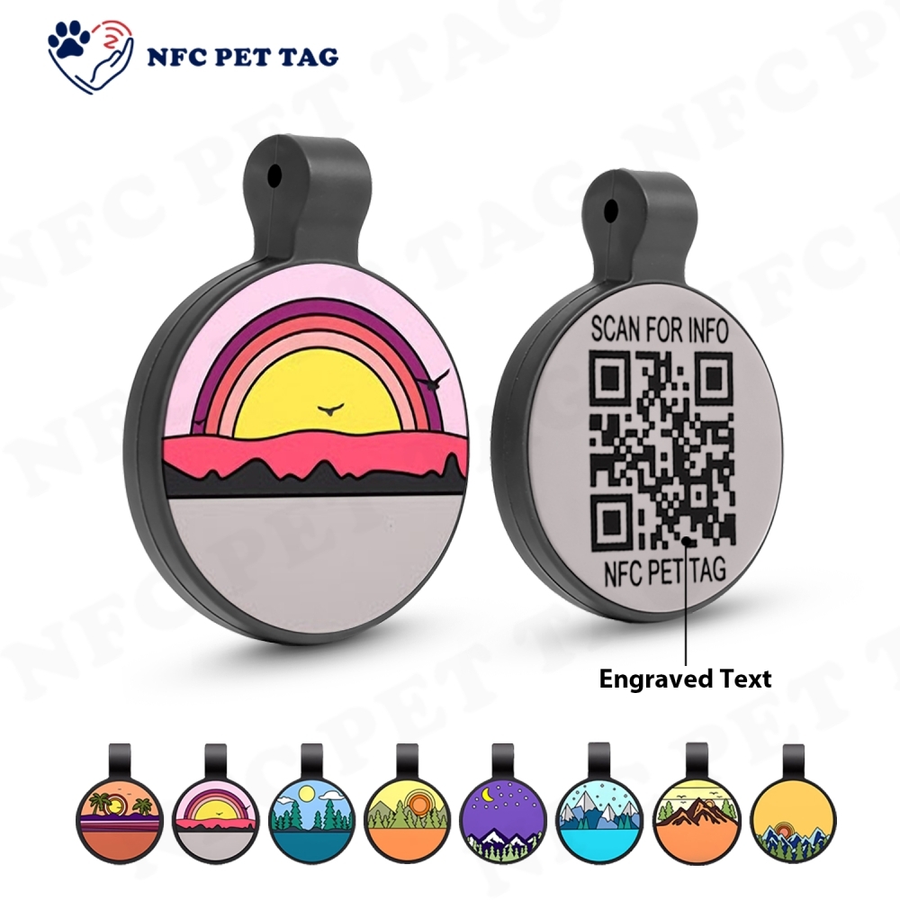 Cartoon-Style NFC Pet Tag Custom QR Code Designs for Adorable Pet Accessories