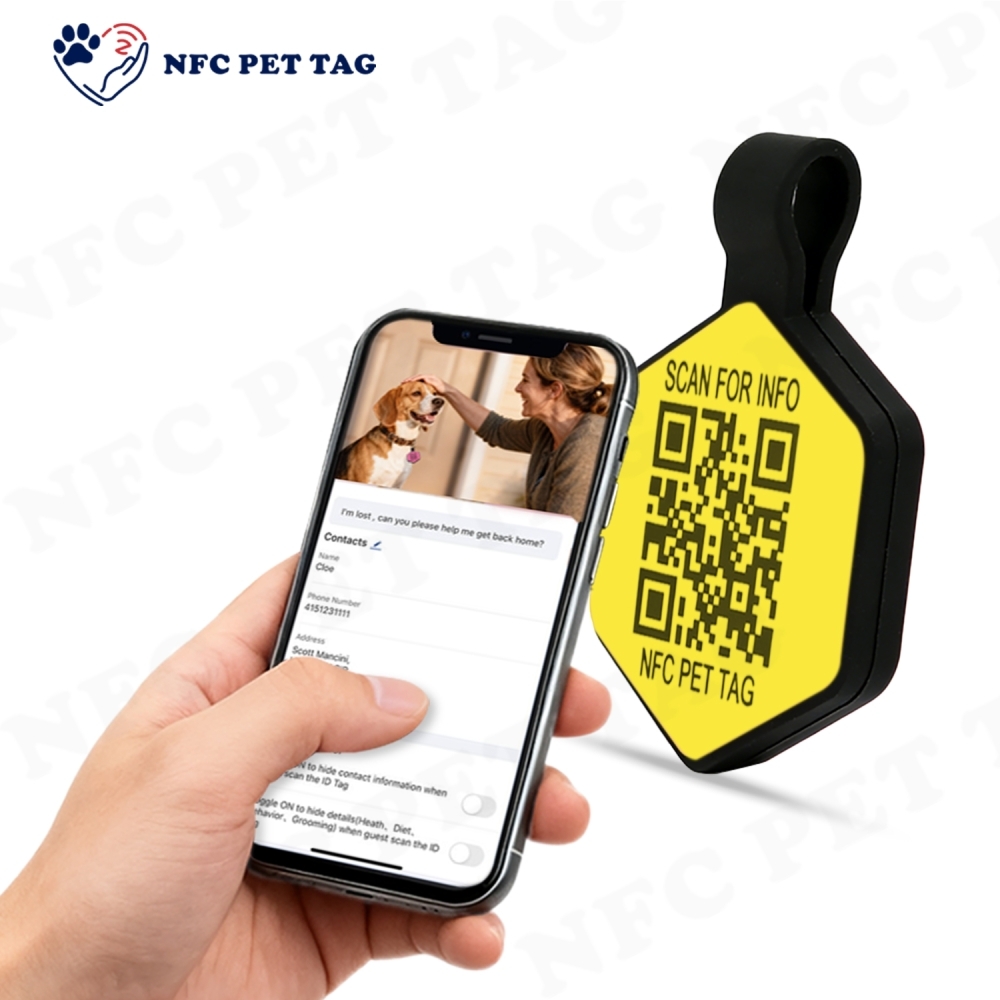 Custom Quick-Scan Engraved Nameplates NFC Pet ID Tag