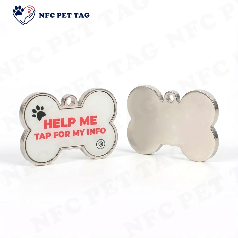 Niedliche, knochenförmige Haustiermarke aus Metall – robuster NFC-Haustier-Anwesenheitsanhänger