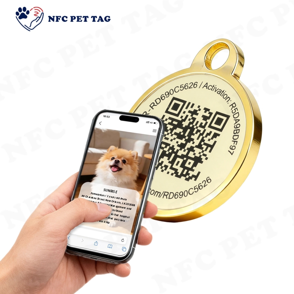 Silent Corrosion-Resistant NFC Dual-Function Metal Pet Tag