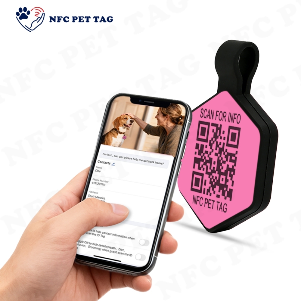 Anti-Lost Waterproof Silicone NFC Pet Tag Custom Design Logo Engraved Dog ID Tag