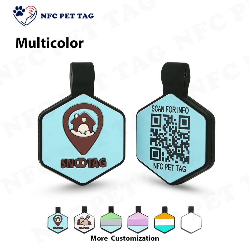 NTAG213 NFC RFID Silicone Pet Tag with QR Code For Pet Identification