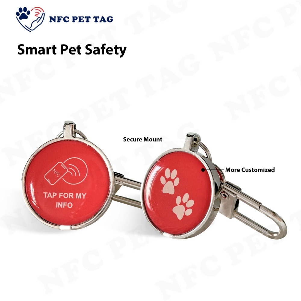 Pet Emergency Medical Alert RFID Safety Tag with Anti-Fade Engraving Durable Epoxy Pet ID Tag