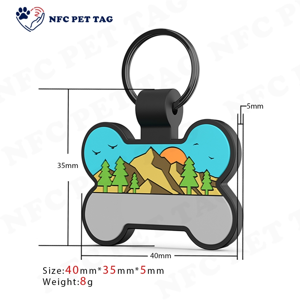 Safe NFC Pet ID Tag Pet Anti-lost Barcode RFID Tag