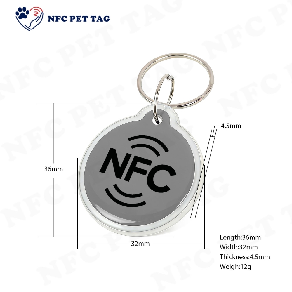 Anti-Loss RFID Pet Safety Tag with Precision Medical Alert Engraving Durable Epoxy Pet ID Tag