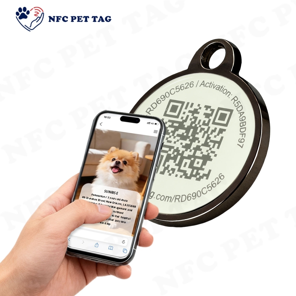 NFC Dual-Function Metal Pet Tag Silen Corrosion Resistant for Long-Lasting Use Pet Tag