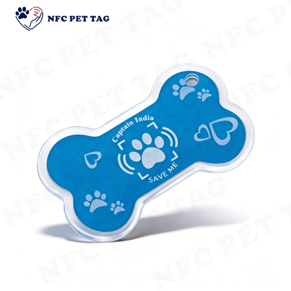 Cute Bone Shaped Metal Pet Tag Durable NFC Pet Monitoring Tag