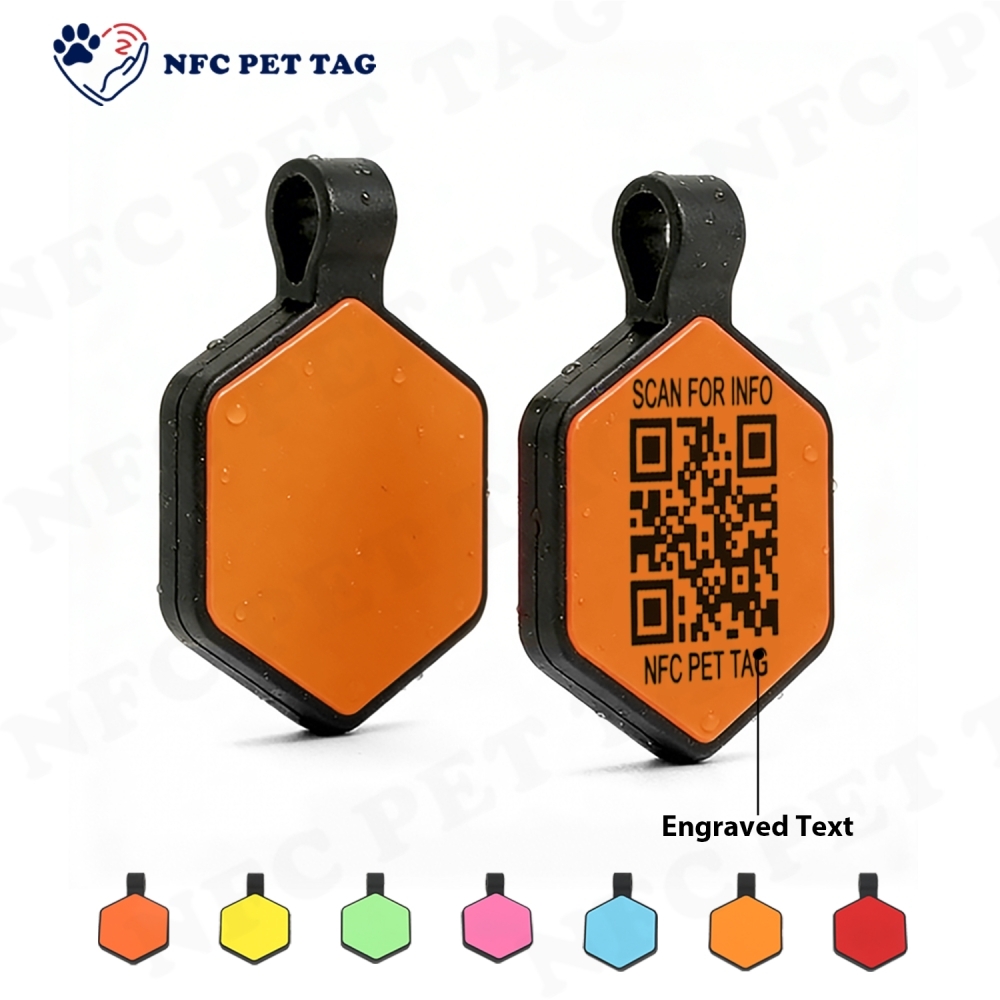 Thin Silicone NFC Smart Pet Tag Custom QR Code Pet ID Tag