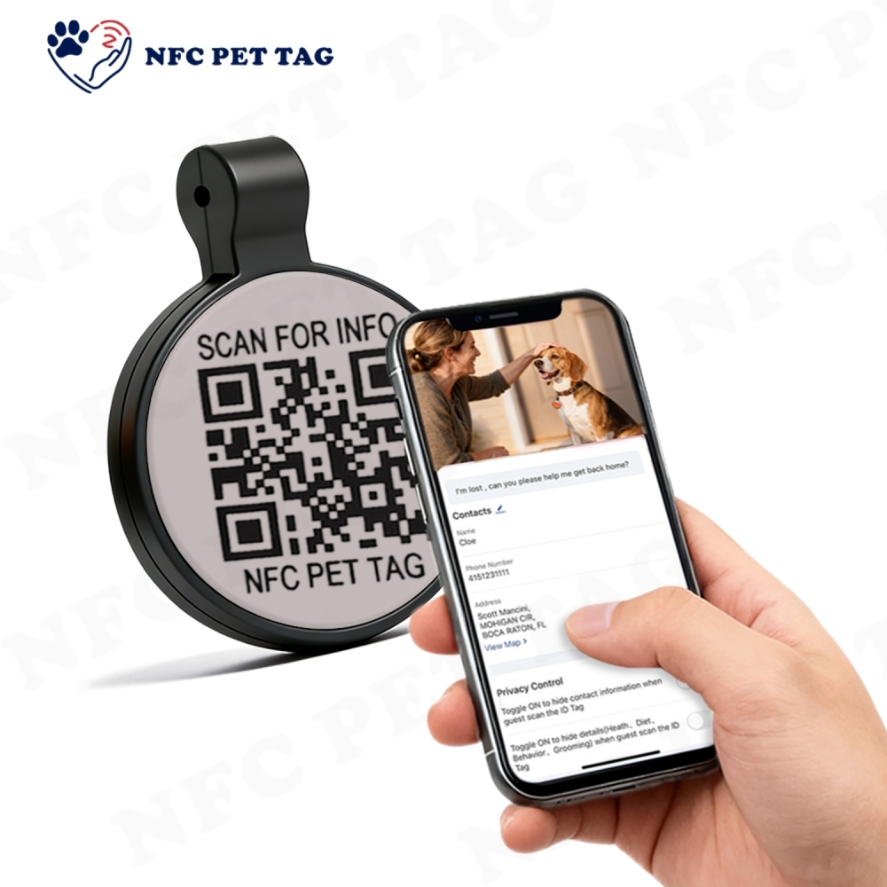 Cartoon-Style NFC Pet Tag Custom QR Code Designs for Adorable Pet Accessories