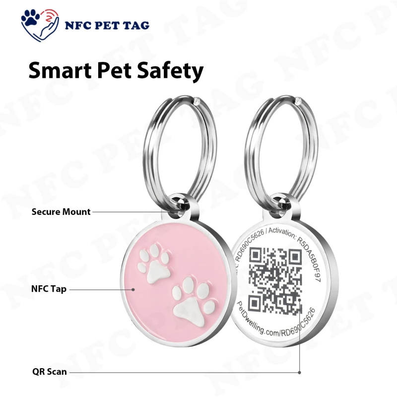 NFC-Equipped Silent Metal Pet Tag  Corrosion Resistant Dual Function Pet Tag