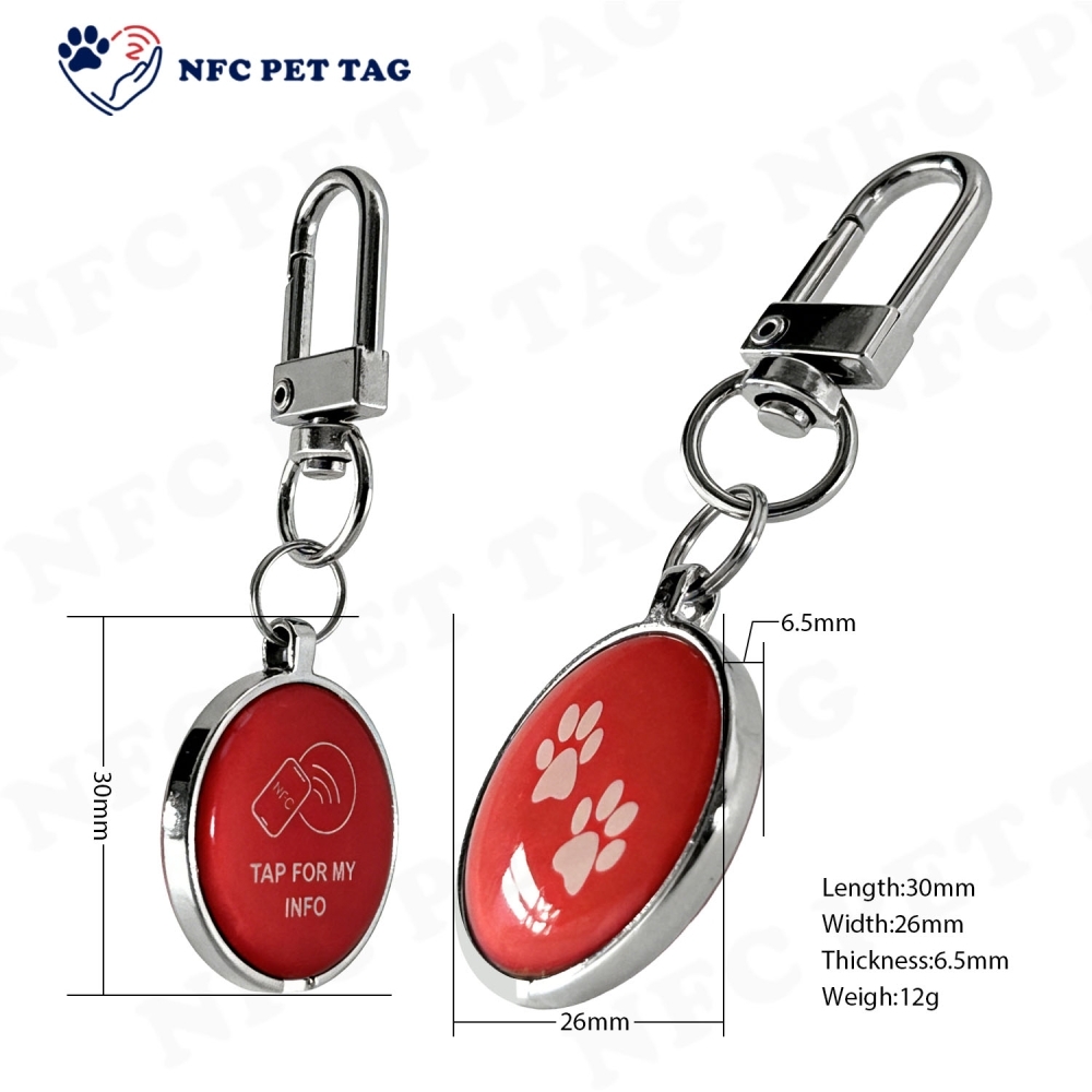 Pet Emergency Medical Alert RFID Safety Tag with Anti-Fade Engraving Durable Epoxy Pet ID Tag