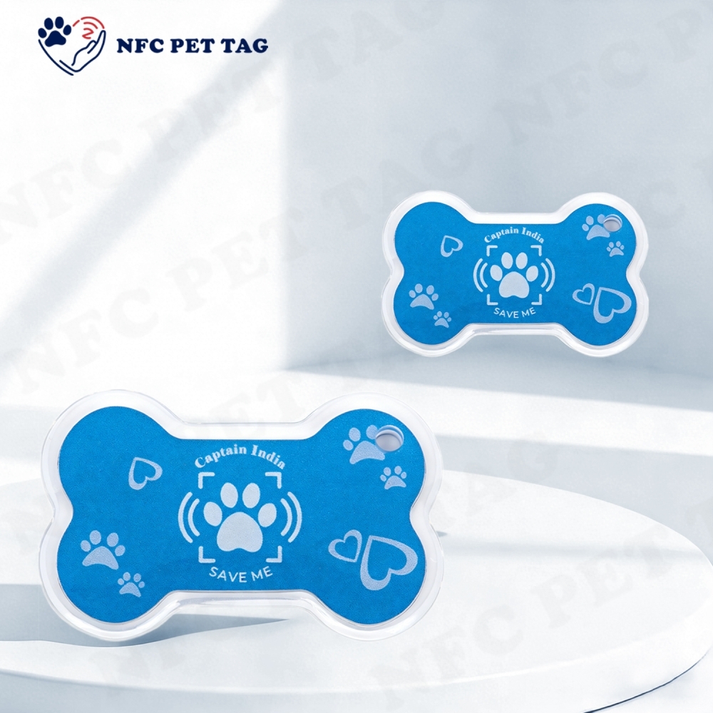 Bone Shaped Metal Pet Tag Durable NFC Enabled Security Pet Tag
