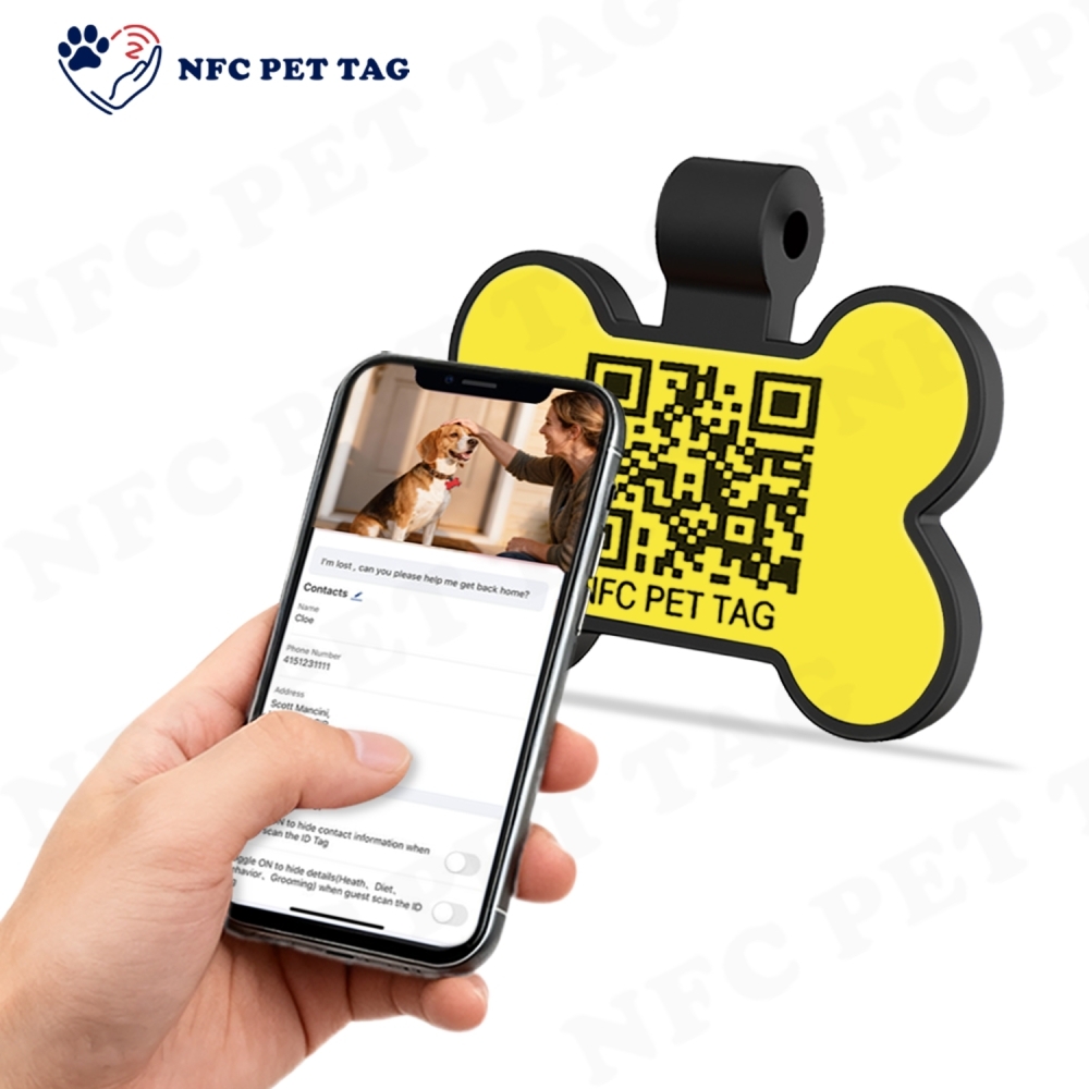 Personalized Editable NFC Cute Cartoon QR Code silicone pet tag