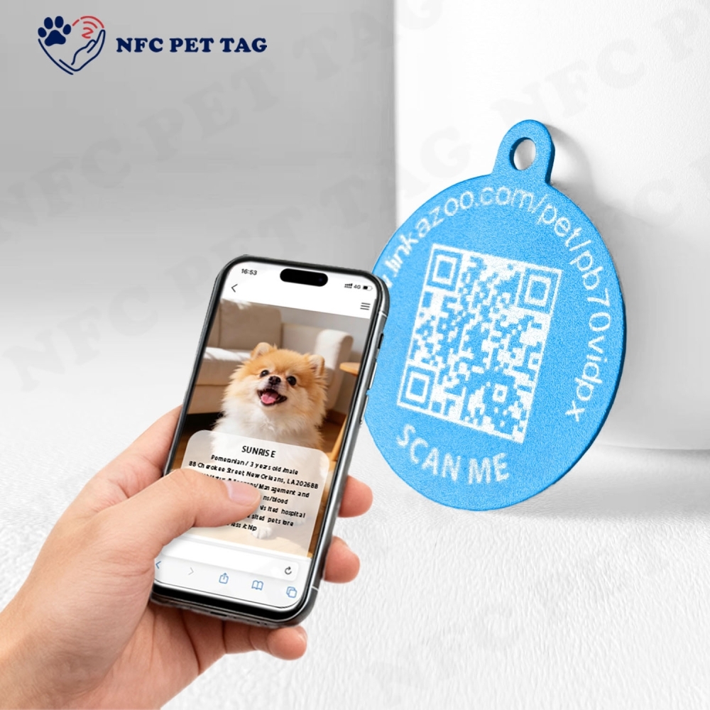 Wholesale Chemical-Resistant Metal Pet Tag Waterproof QR-Coded Pet ID Tag 