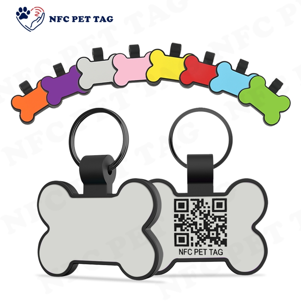 QR Code & Editable NFC Dual-Trace Cute Cartoon Personalized Silicone Pet Tag