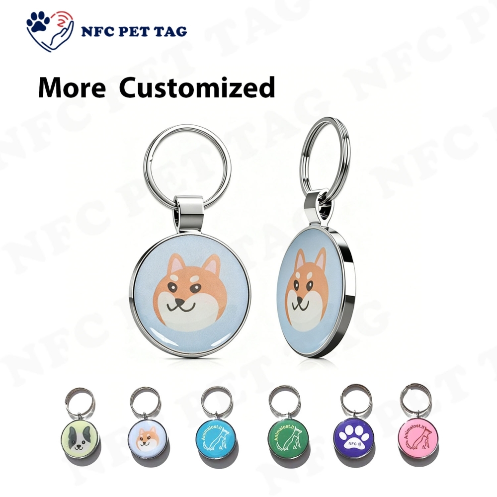 Stainless Steel Pet ID Tag Paw Print Metal NFC PET Tag