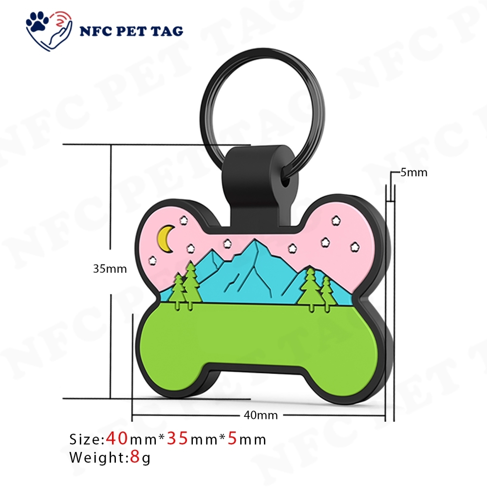 Puppy Mini QR Pet NFC Tag Silicone Bone Shape Custom Logo Pet ID Tags