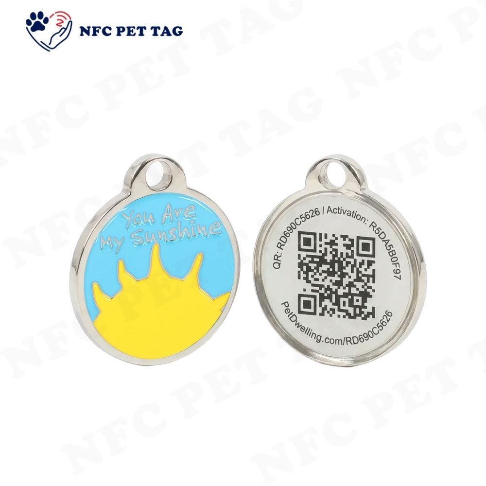 Corrosion Resistant Durable Metal Pet ID Tag QR Code Dog Collar Tag