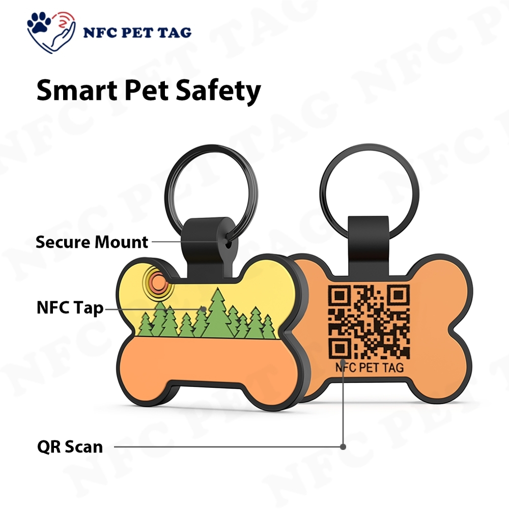 Customized Free APP Silicone NTAG213 NFC Silicone Pet ID Tag