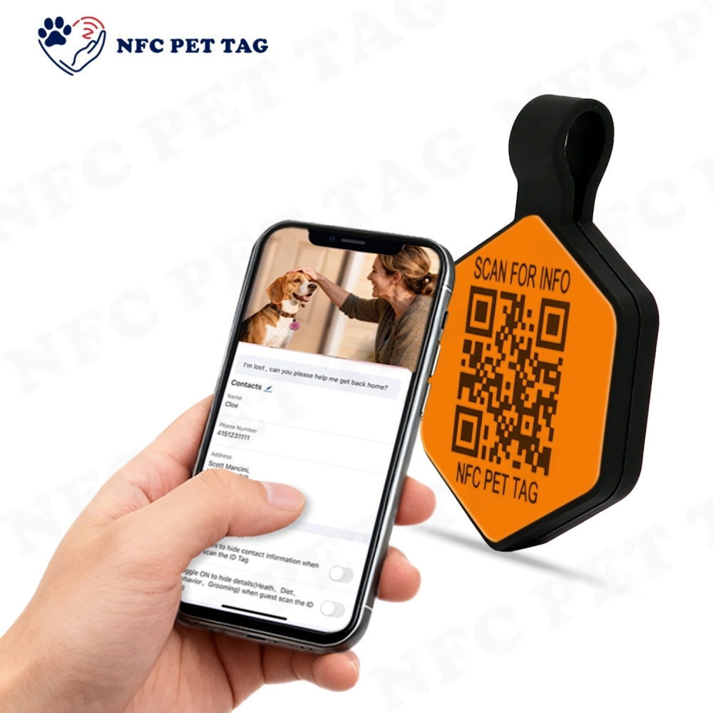 Thin Silicone NFC Smart Pet Tag Custom QR Code Pet ID Tag