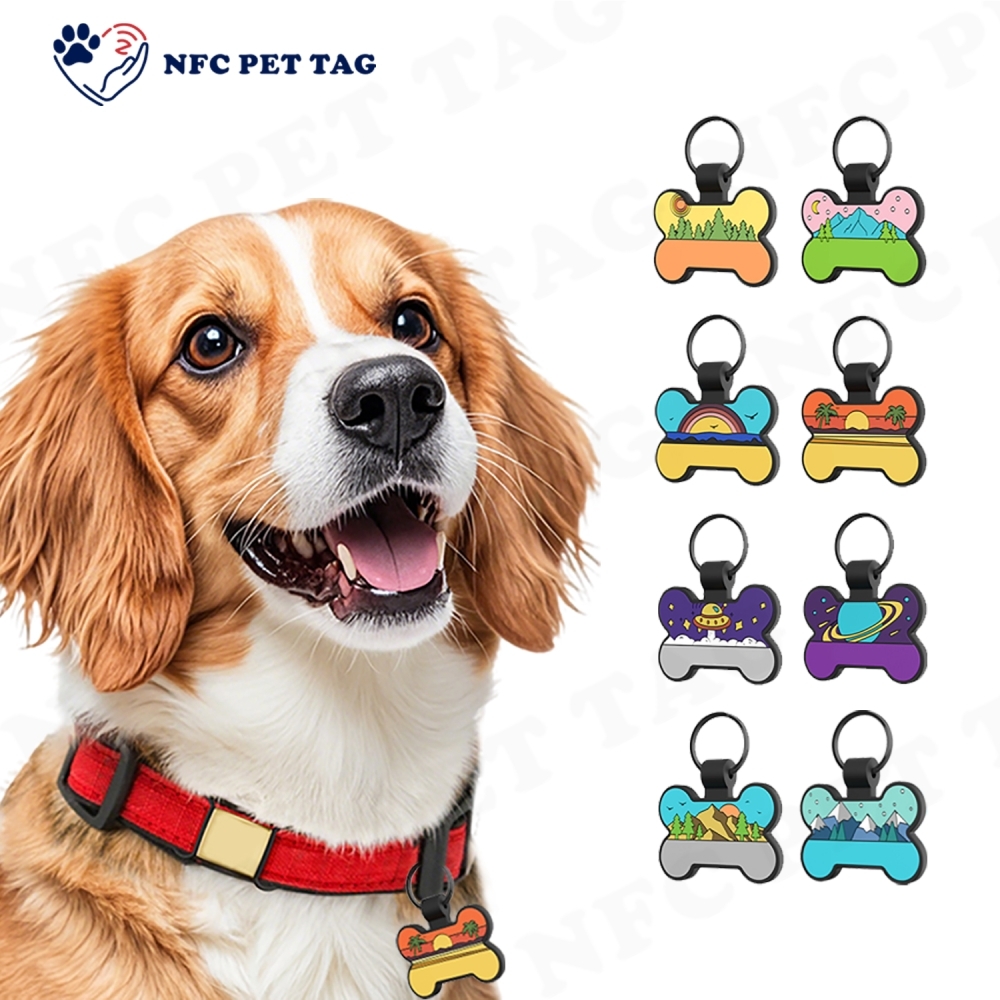 Puppy Mini QR Pet NFC Tag Silicone Bone Shape Custom Logo Pet ID Tags