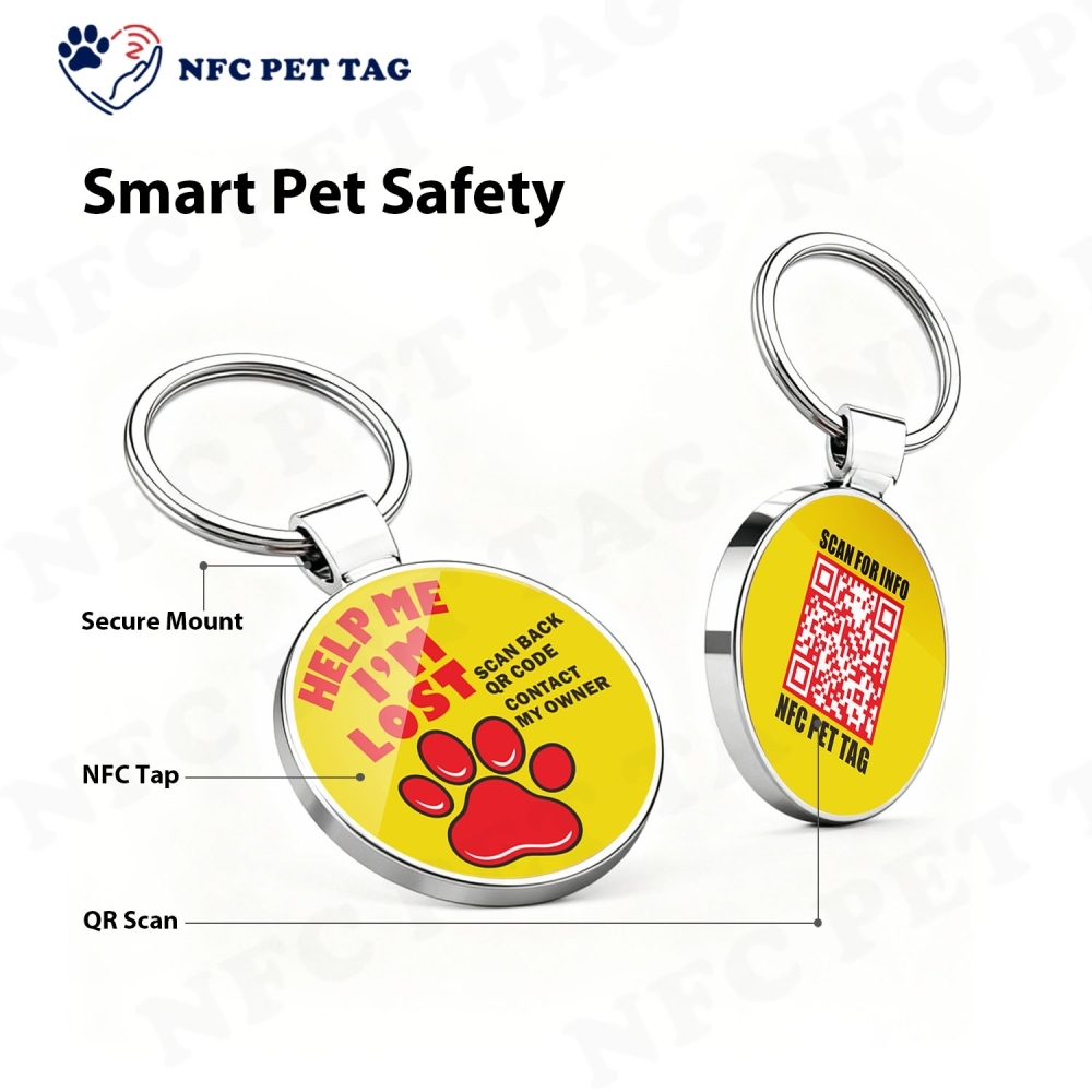Durable Epoxy-Coated Metal NFC Zinc Alloy Pet Identification Tag