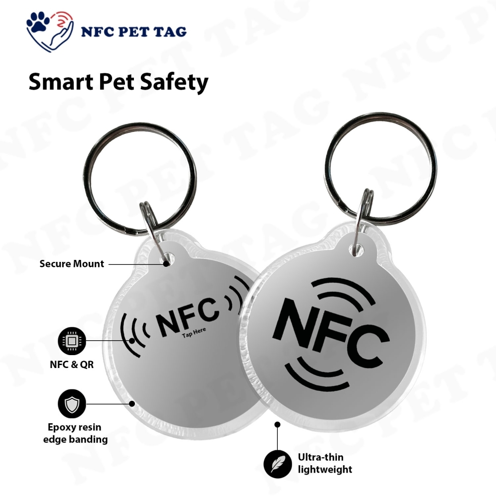 Anti-Loss RFID Pet Safety Tag with Precision Medical Alert Engraving Durable Epoxy Pet ID Tag