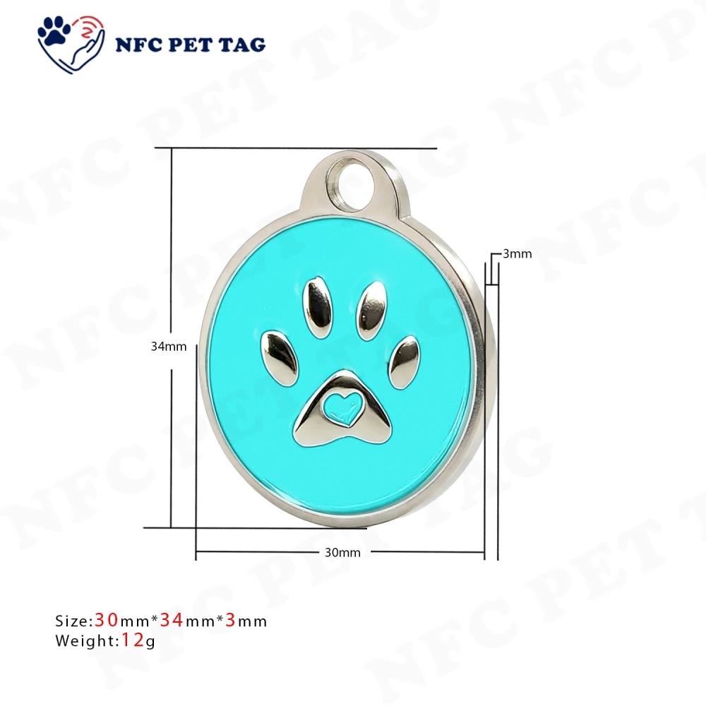 Durable PVC-Core Metal Epoxy Pet Tag Programmable NFC for Dog Collars