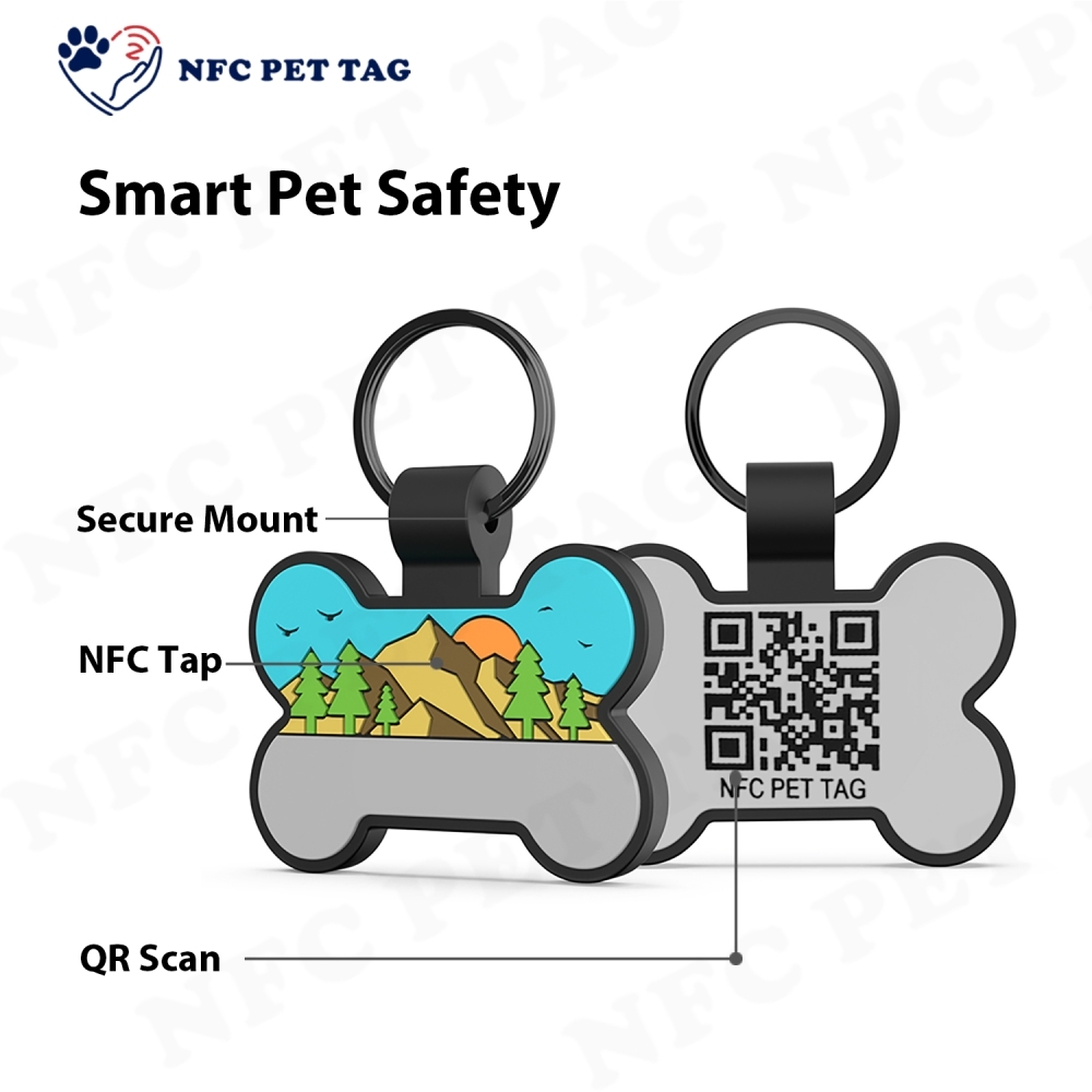 Safe NFC Pet ID Tag Pet Anti-lost Barcode RFID Tag
