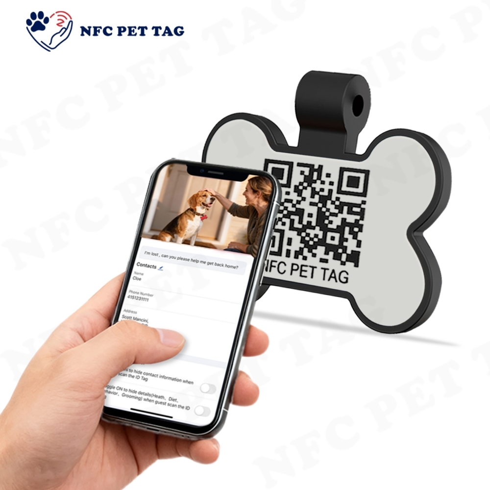 QR Code & Editable NFC Dual-Trace Cute Cartoon Personalized Silicone Pet Tag