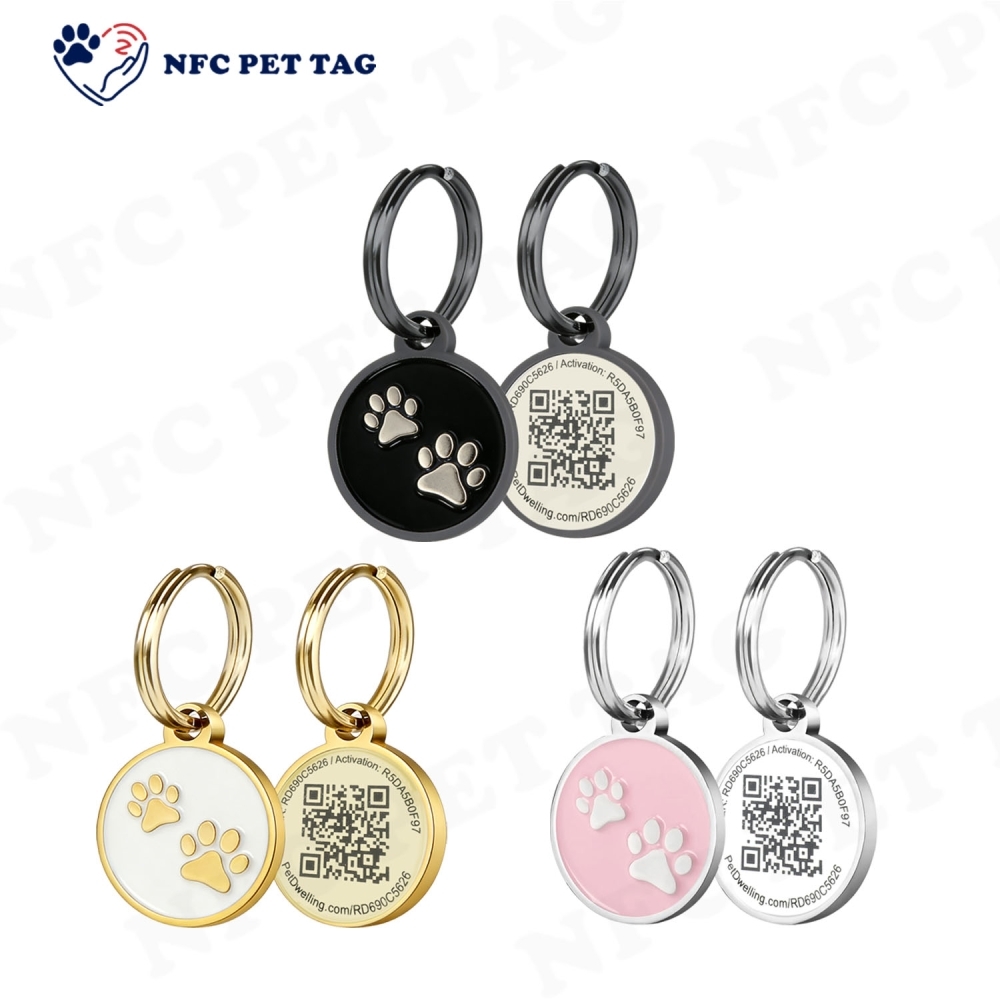 NFC Dual-Function Metal Pet Tag Silen Corrosion Resistant for Long-Lasting Use Pet Tag