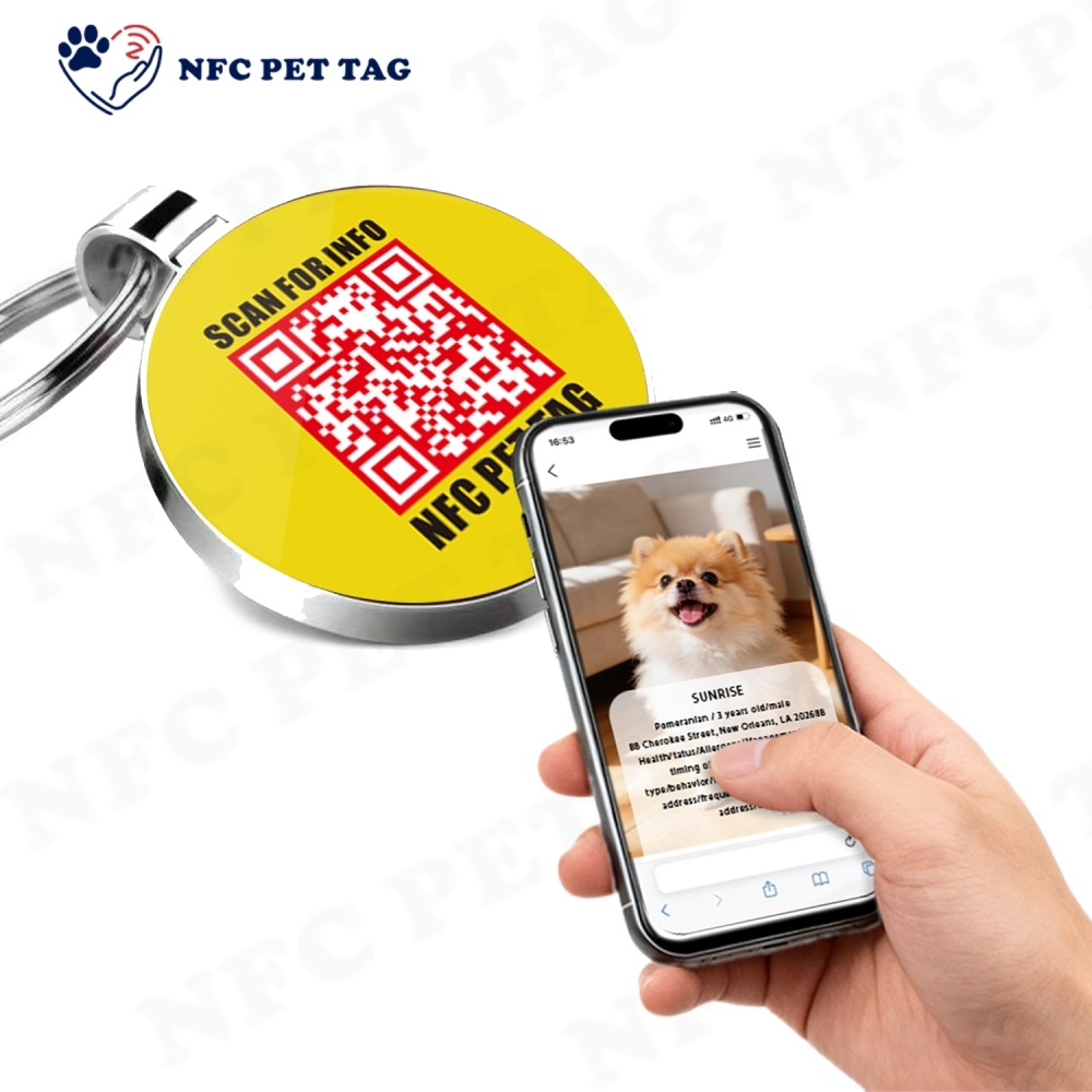 Durable Epoxy-Coated Metal NFC Zinc Alloy Pet Identification Tag