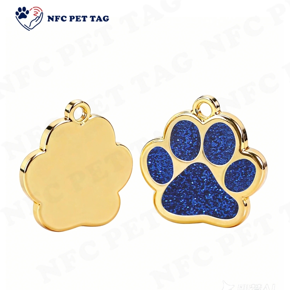 Paw Shape Colorful Metal Pet ID Tag Custom Dog Name Tag