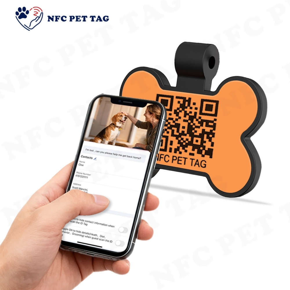 Customized Free APP Silicone NTAG213 NFC Silicone Pet ID Tag
