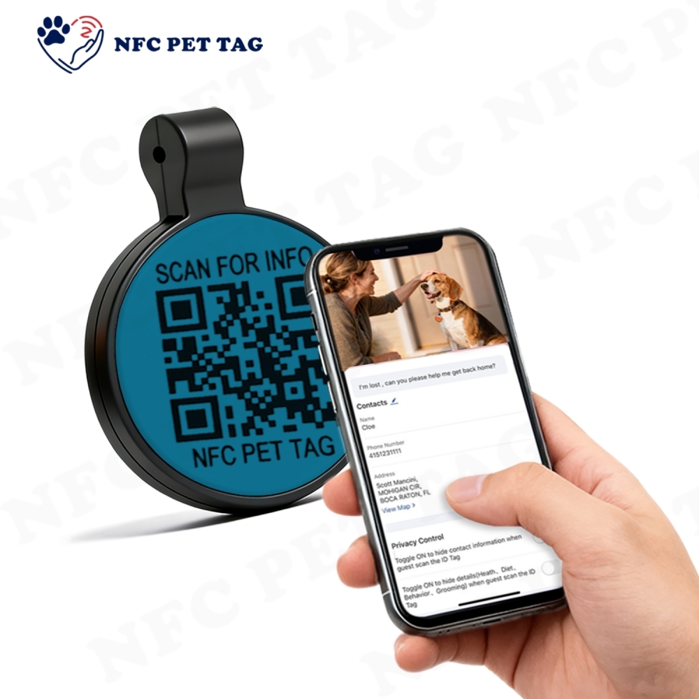 Personalized Silicone Pet Tag with RFID NFC QR Code Anti-Lost Tracking ID Pet Tag